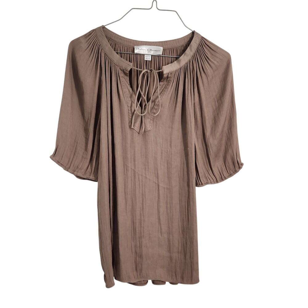 Chelsea & Theodore Short Sleeve Brown Top Womens Size Extra Small XS